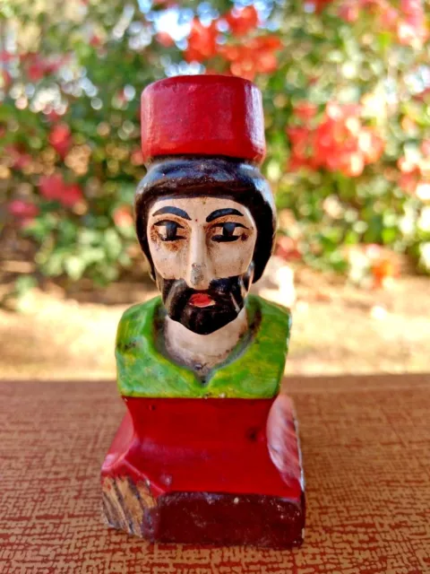 Carved Statue Primitive Man Spanish Wood Figurine Game Piece Folk Art Vintage