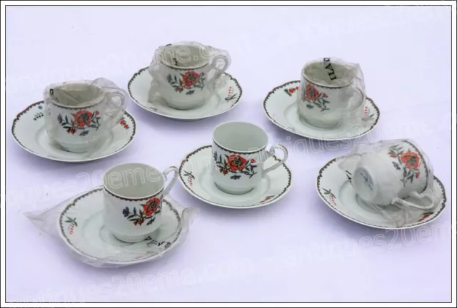 6 tasses à café porcelaine de Limoges Haviland Grenade NEUF - Coffee cups NEW. A