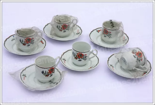 6 tasses à café porcelaine de Limoges Haviland Grenade NEUF - Coffee cups NEW. B