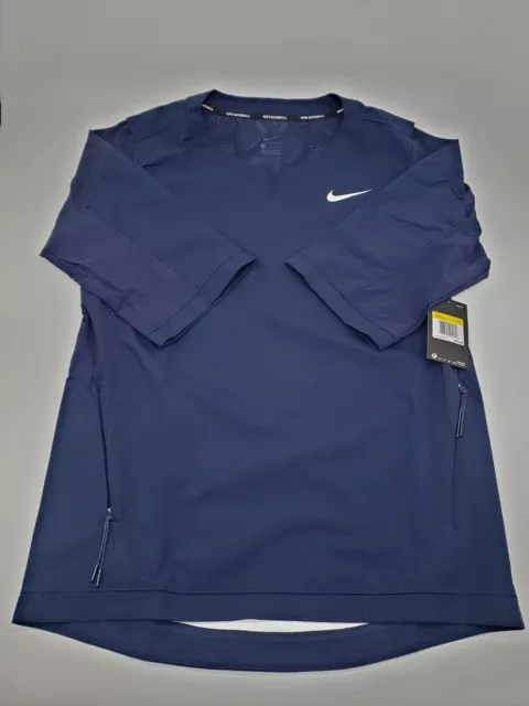 Chaqueta de béisbol Nike NUEVA CON ETIQUETAS TALLA PEQUEÑA caliente manga 3/4 equipo azul marino 897383-419