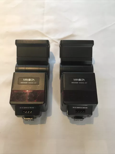 Lot of 2 Minolta Maxxum 4000AF Shoe Mount Camera Flash Units for 7000 etc.F3