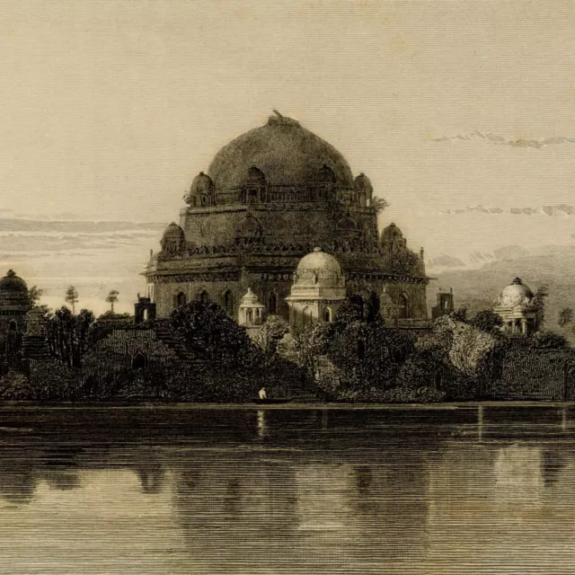 Inde Vue du Tombeau de Shere Shah  - Gravure originale XIXe