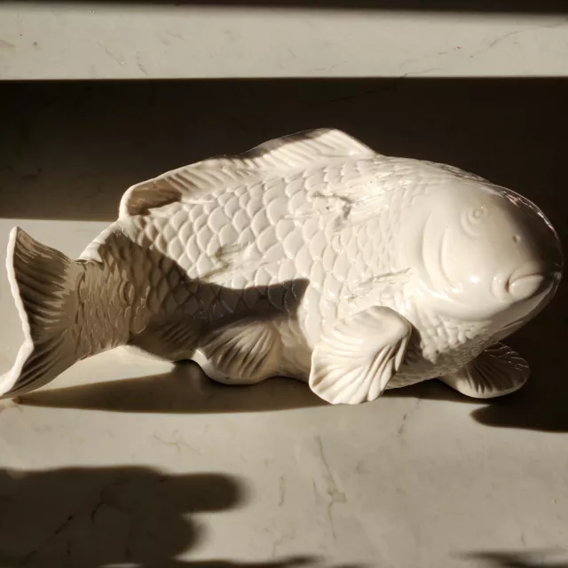 Ceramic Carp Koi Fish Figurines Display Art Pottery Fishing Decor Large 15"-16"
