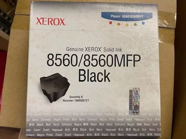 Genuine Xerox 108R00727 (6 Pack) Solid Black Ink for Phaser 8560/8560Mfp