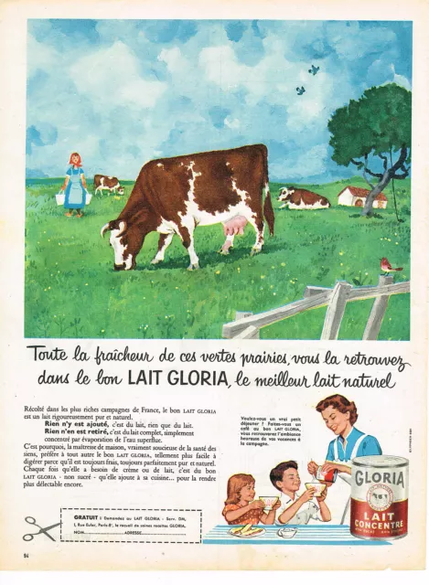 PUBLICITE ADVERTISING 1958   GLORIA   lait concentré