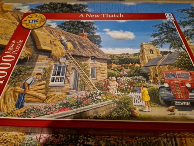SCHMID 'A New Thatch' 1000 Piece Complete Jigsaw Puzzle. Used. Excellent