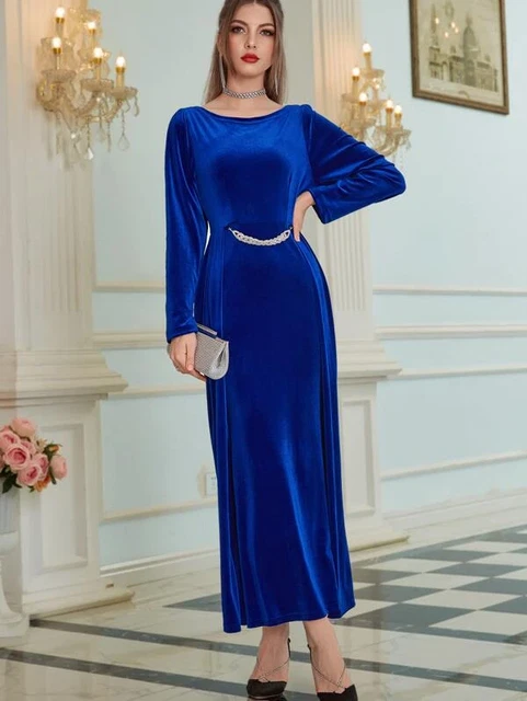 Abito da sera elegante lungo velluto per Festa cocktail e cerimonia matrimonio