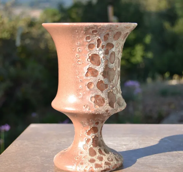 Vtg SYNAR #35 Ceramic MCM Pottery Pop Glaze Earth Tone Brown 7" (Frankoma Owned)
