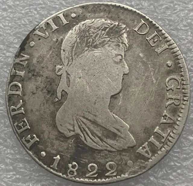 1822 8 Reales Fernand Vii Guanajuato/Jm Xf/Mbc Mexico  Silver  Coin Rare++