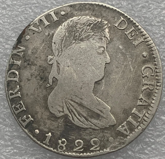 1822 8 Reales Fernand Vii Guanajuato/Jm Xf/Mbc Mexico  Silver  Coin Rare++