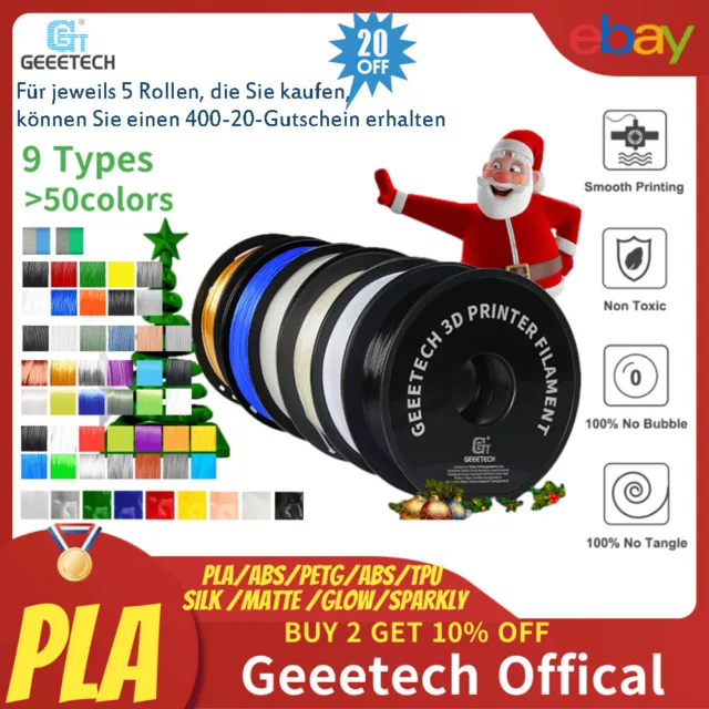 Geeetech 3D Drucker Filaments 1KG 1.75mm PLA  ABS PETG TPU Silk PLA UV Resin Lot