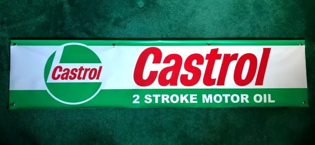 Castrol 2-Stroke Oil Banner Sign Triumph Motorcycle Bsa Norton Greeves Villiers