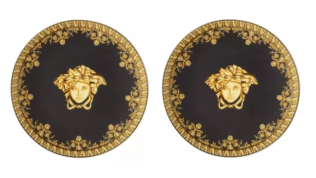 Versace Von Rosenthal I Love Baroque Nero Seite Platte Paar #403653-10850 Brand