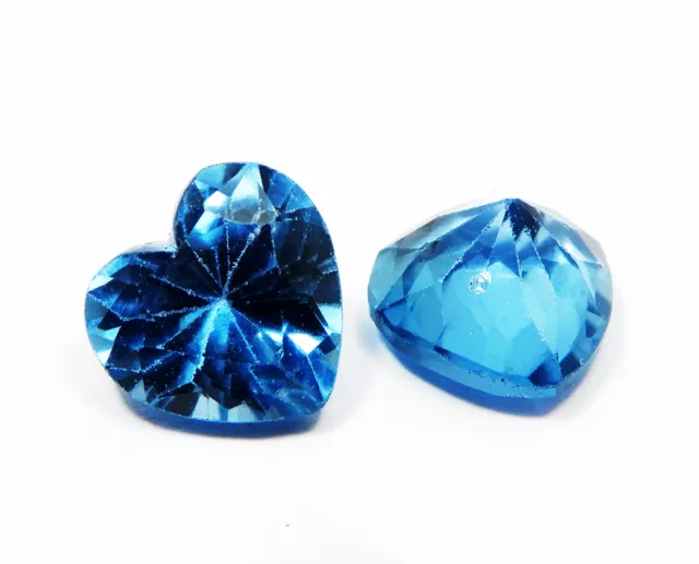 NATURAL CERTIFIED HEART Shape 2 Pcs Aquamarine Blue Loose Gemstones 9. ...