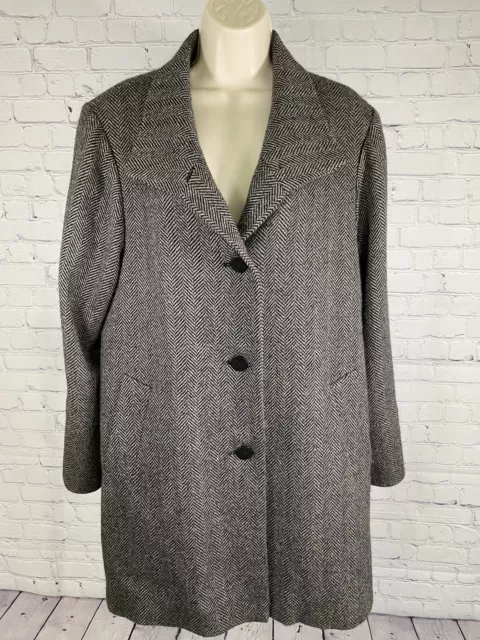 Fleurette Passport Black Gray Herringbone Baby Alpaca Wool Silk Blend Peacoat 14