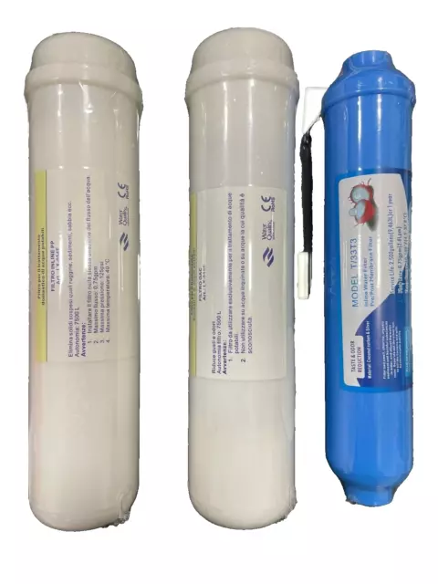 Kit 3 Filtri 12 + 10 pollici depuratore purificatore acqua osmosi inversa casa