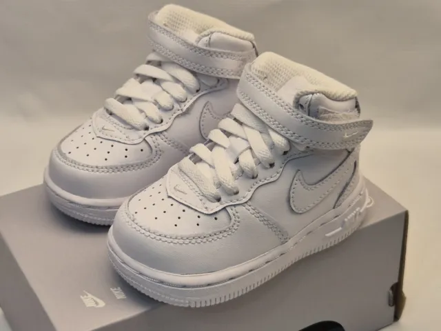 NIKE Baby Air Force 1 Mid Infant White Size 6.5c AF1 Trainers New Shoes