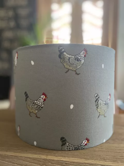 ** Venta ** Nueva Pantalla De Lámpara Hecha A Mano Sophie Allport Pollos Gallinas Gris 25Cm Lámpara 3