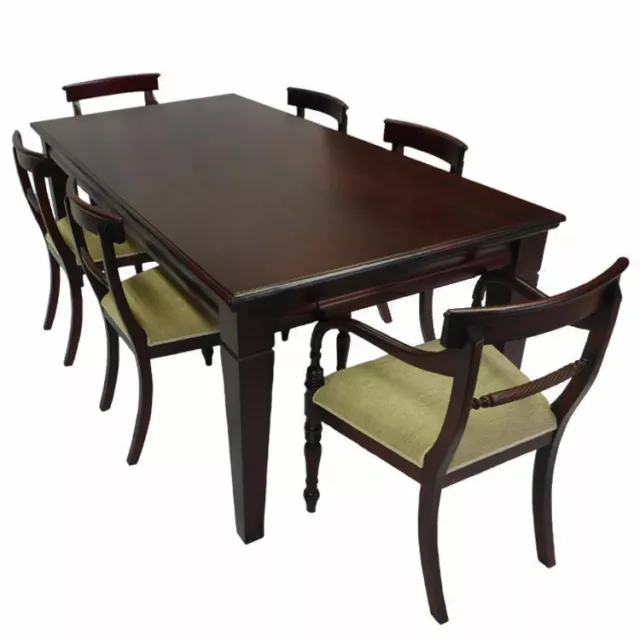 Solid Mahogany Wood Rectangular Dining Set Table 1.5m & Chairs Antique Style