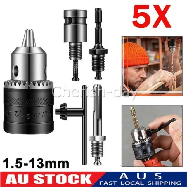 Drill Chuck Wrench Accessories Adapter 5x Converter Drill Bits For Impact Driver