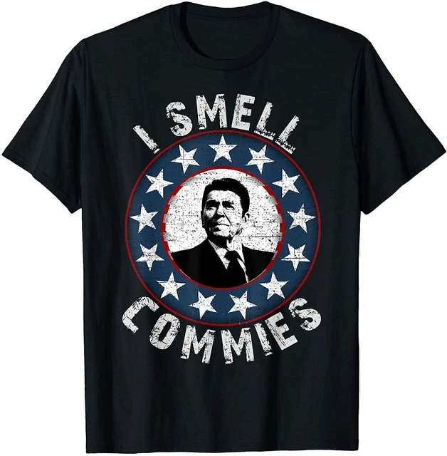 NEW LIMITED Ronald Reagan I Smell Commies Retro Vintage Political Humor T-Shirt