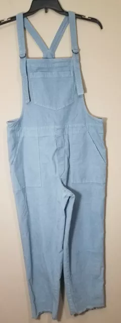 Aerie Corduroy Jumpsuit Overalls Cotton Light Blue Pockets Adjustable Size Large