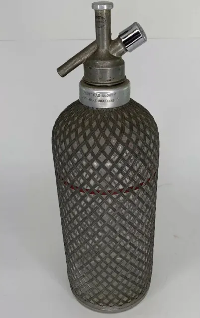 1930s Sparklets Seltzer Syphon Wire Mesh And Glass Bottle Made In England 5 Lb