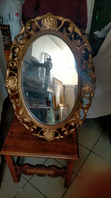 Specchio Antico Ovale Cornice Dorata