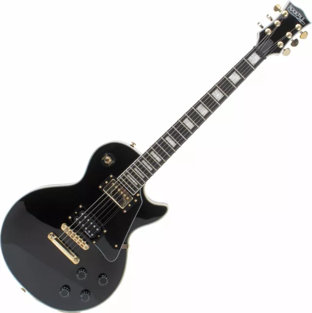 Rocktile Pro L-200BK Deluxe E-Gitarre black EMG Pickup 2 Humbucker 2,5 m Kabel