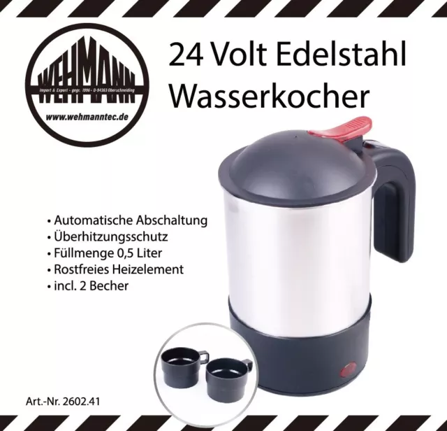 LKW Auto Reise Wasserkocher Suppe Kaffee 1l 24V Warmwasserbereiter