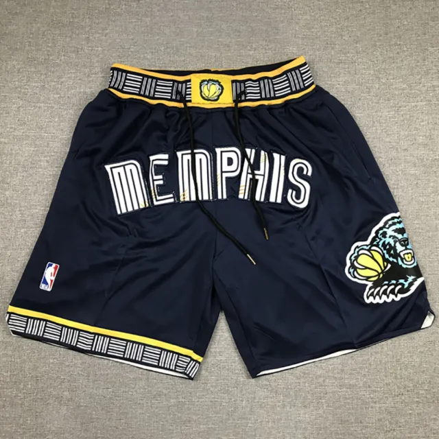 Retro Adults Basketball Shorts Memphis Grizzlies Stitched New S-2XL