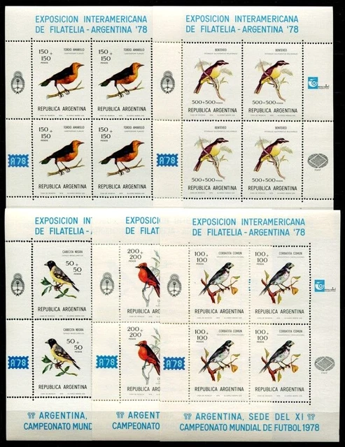 Argentina Argentina 1978 Birds Birds Bird Species 1347-1351 Small Bows MNH