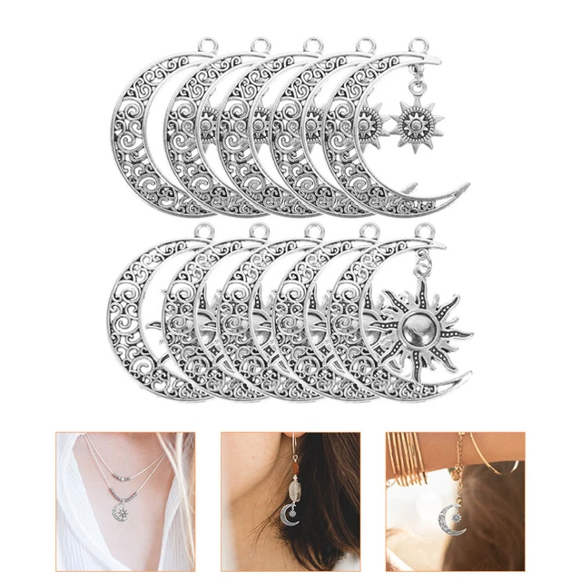 10 pz ciondolo luna-sole collana pentagramma antico ciondolo luna bracciale