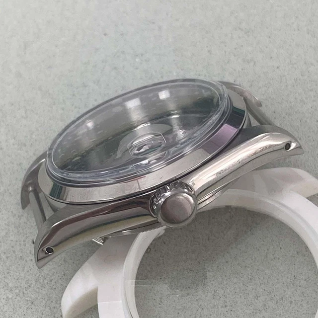 CHICHIYANG Set Di Custodia Per Orologio In Acciaio Inox, Pezzi Di Ricambio Per Cassa Dell'orologio Con Copertura In Acrilico, Accessori Per Orologio A Specchio Per Movimento NH35, NH36, Argento - Foto 4