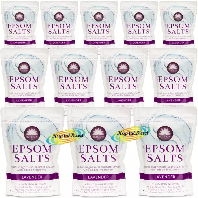 12x Epsom Salts Bath Soak Lavender Natural Magnesium Sulphate 450g