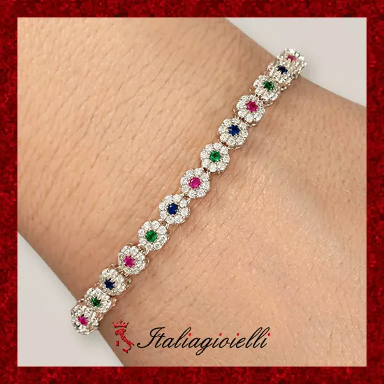 Floreale Bracciale  Gioielli Donna in Argento 925 rodiato Oro Bianco