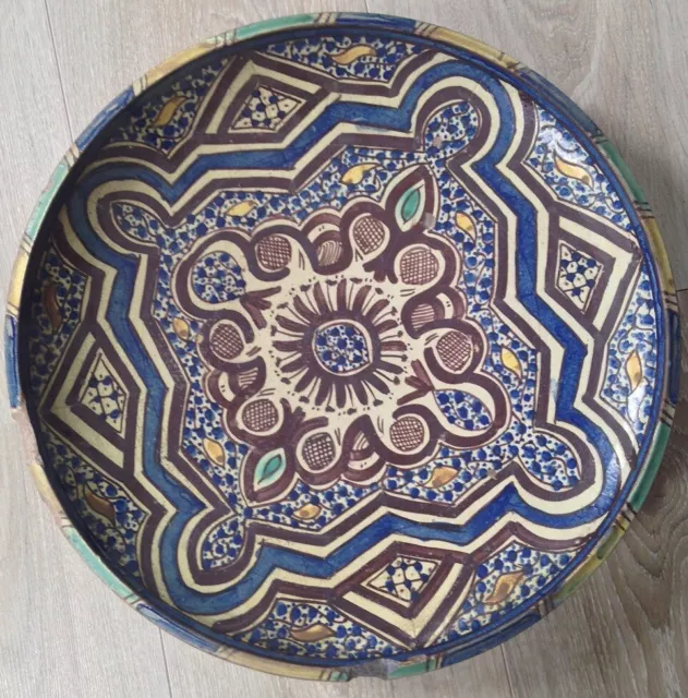 Beau Plat Céramique Grés Orient Maroc Berbére 35cm