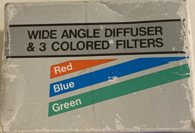 Difusor gran angular vintage y filtros de 3 colores rojo verde azul