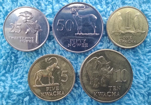 ZAMBIA Series of 5 values 1992 (from 25 ngwee to 10 kwacha)...
