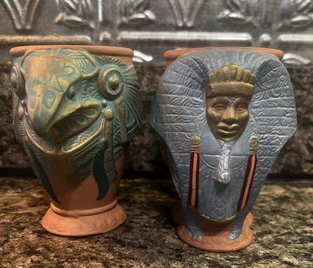 1994 Applause Stargate Set of 2 Collector Figural Mugs Ra & Horus Egyptian Gods