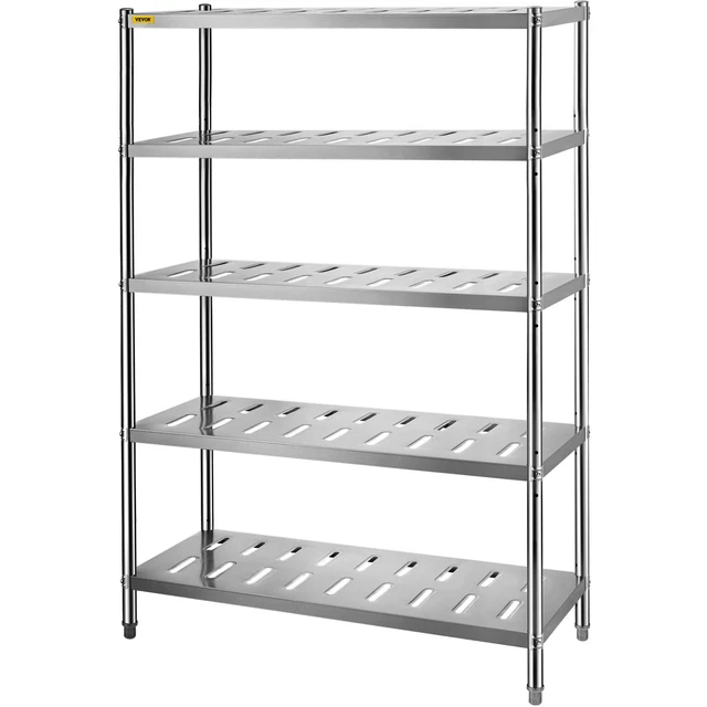 VEVOR Stainless Steel Shelving 5 Tier 47"W x 77"H Garage Storage Rack Heavy Duty