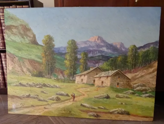 Quadro con paesaggio montano firmato dall'artista "Fedi", seconda metà XX secolo