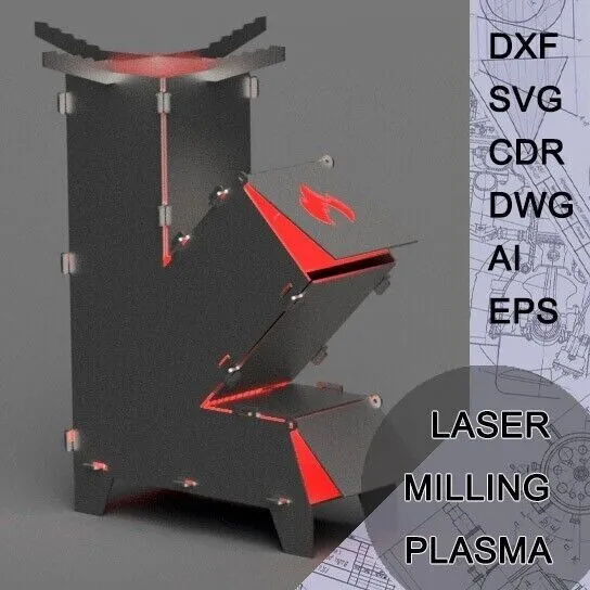 Collapsible rocket stove DXF SVG CDR file Vector for CNC Plasma Router Laser Cut