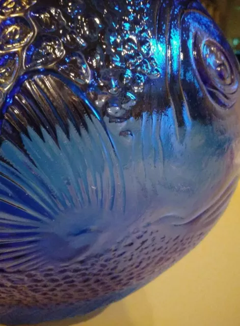 Cobalt Blue Glass Fish Shaped Serving Dish~Seafood, Salads etc. 11"length/4"deep