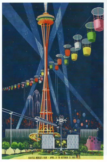 Space Needle & Monorail, Seattle World's Fair Washington State - Modern Postcard