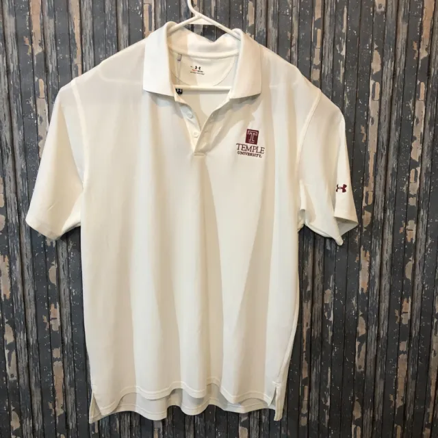 Temple University Owls Mens XL Polo Shirt Under Armour White Casual NEW