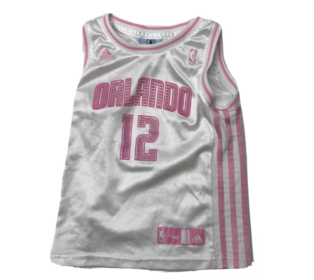 Adidas Orlando Magic Jersey Shirt NBA 4Her Howard #12 White Pink Kids Sz M 5-6