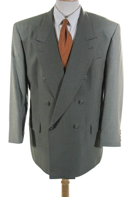 Hart Schaffner Marx Men's Double Breasted Peak Collar Blazer Green Size 43R