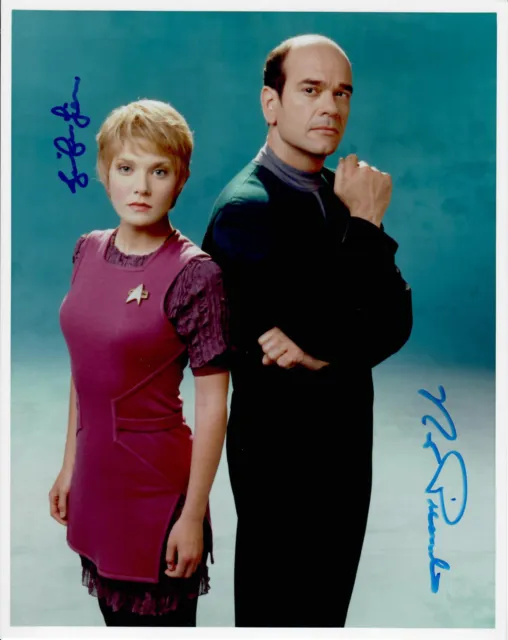 Autografo originale Robert Picardo & Jennifer Lien, Star Trek, foto reale 20x25 cm