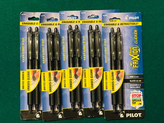PILOT FriXion Ball Clicker Erasable & Retractable Gel Ink Pens 31460 5 Packs NEW
